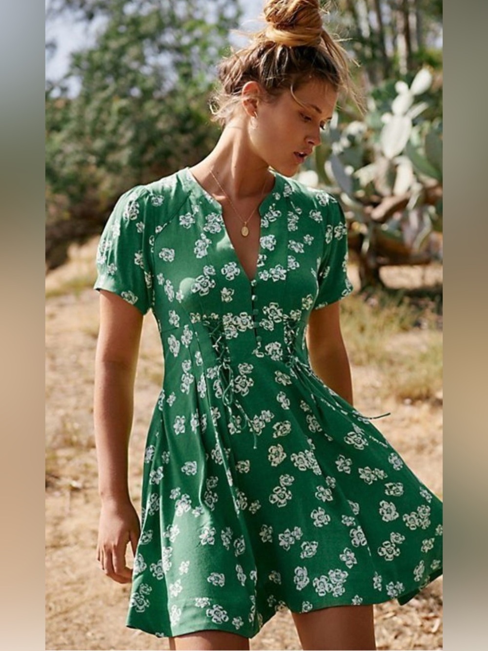 Free People Dream Girl Mini Green Dress size 6